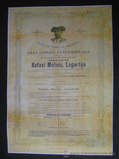 Affiches Tauromachie: CARTEL - PRUEBA DE IMPRENTA- PLAZA DE TOROS DE BARCELONA 1893. ENVIO GRATIS&iexcl;&iexcl;&iexcl;