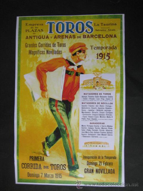Affiches Tauromachie: CARTEL - PRUEBA DE IMPRENTA- PLAZA DE TOROS DE BARCELONA 1915. ENVIO GRATIS&iexcl;&iexcl;&iexcl;