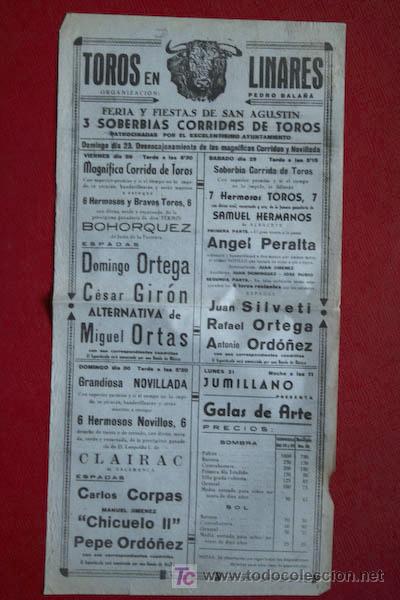 Carteles toros: Cartel de toros de Linares. - Foto 1