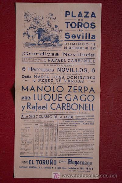 Carteles toros: Cartel de toros de Sevilla. - Foto 1