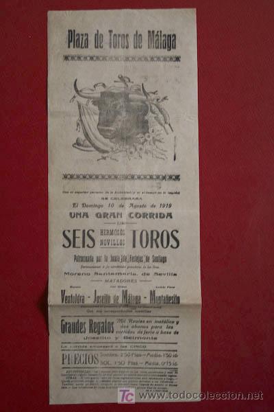 Carteles toros: Cartel de toros de M&aacute;laga. - Foto 1