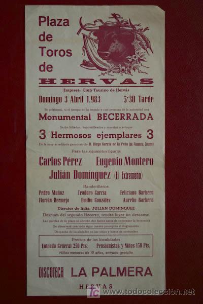 Carteles toros: Cartel de toros de Herv&aacute;s. - Foto 1