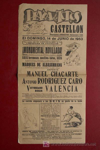 Carteles toros: Cartel de toros de Castell&oacute;n. - Foto 1