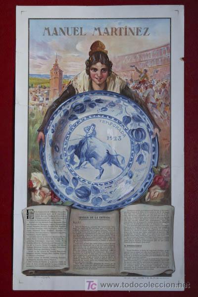 Carteles toros: Manuel Mart&iacute;nez. Temporada de 1923. - Foto 1