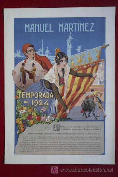 Carteles toros: Manuel Mart&iacute;nez. Temporada de 1924. - Foto 1