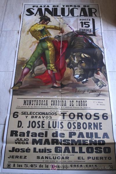 Carteles toros: Cartel de toros de Sanl&uacute;car. - Foto 1