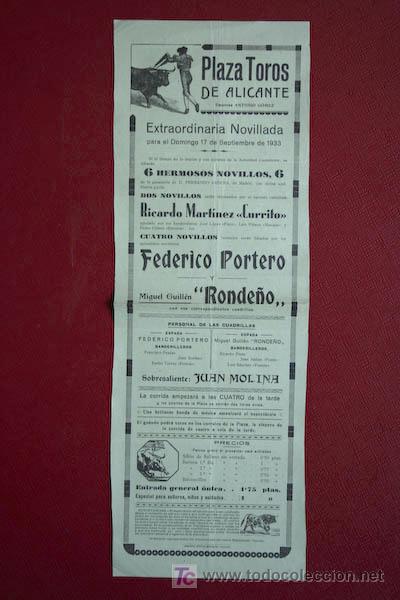 Carteles toros: Cartel de toros de Alicante. - Foto 1