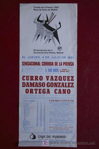 Affissi Tauromachia: Cartel de toros de Madrid. Corrida de la Prensa.