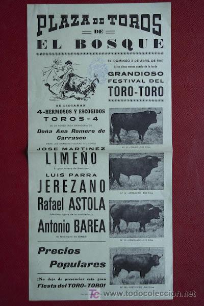 Carteles toros: Cartel de toros de El Bosque. - Foto 1
