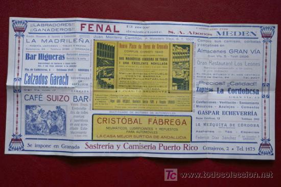 Carteles toros: Programa de toros de mano de  Granada. - Foto 1