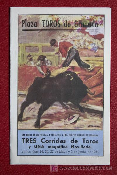 Carteles toros: Programa de toros de mano de  Granada. - Foto 1