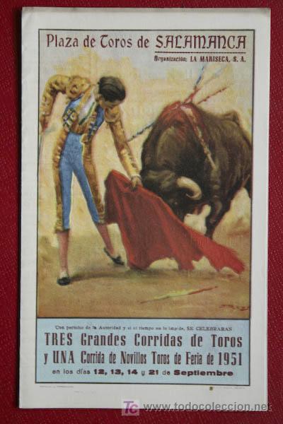 Carteles Toros: Programa de toros de mano de  Salamanca.