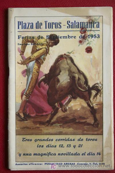 Carteles Toros: Programa de toros de mano de  Salamanca.