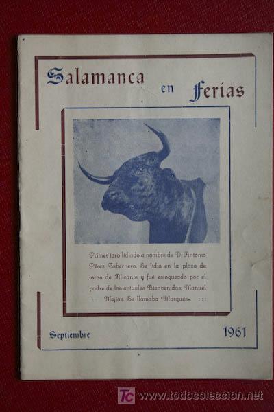 Carteles Toros: Programa de toros de mano de  Salamanca.