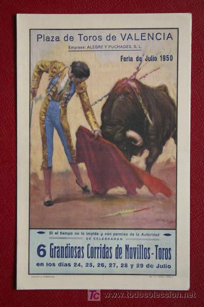 Carteles toros: Programa de toros de mano de  Valencia. - Foto 1