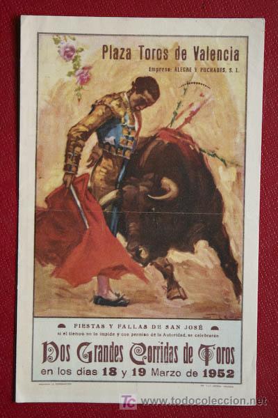 Carteles toros: Programa de toros de mano de  Valencia. - Foto 1