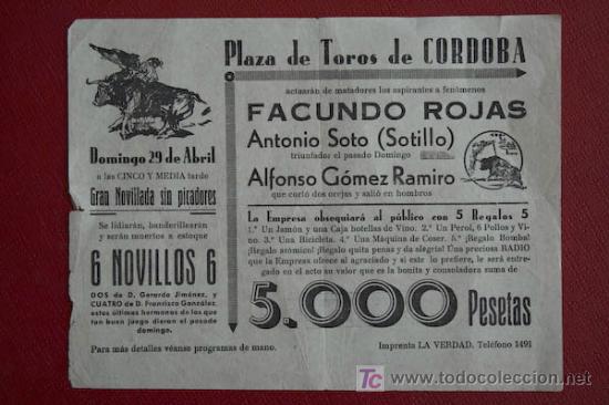 Carteles toros: Programa de toros de mano de C&oacute;rdoba. - Foto 1