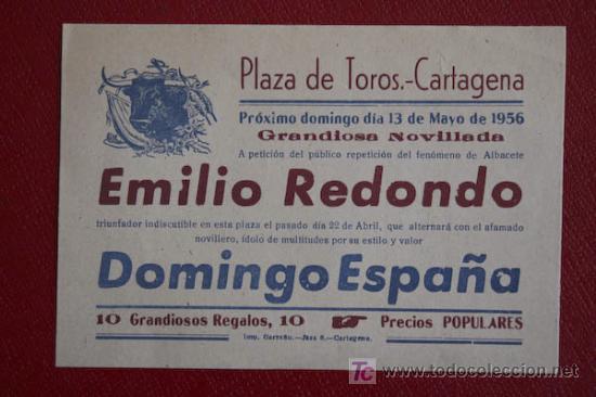 Cartazes Touros: Programa de toros de mano de Cartagena.