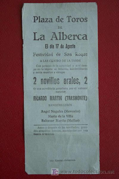Carteles toros: Programa de toros de mano de La Alberca. - Foto 1