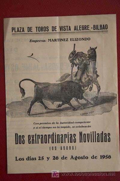 Cartazes Touros: Programa de toros de mano de Vista-Alegre. Bilbao