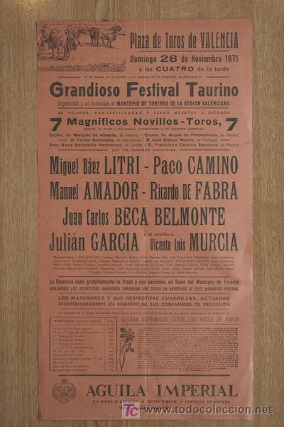 Carteles toros: Cartel de toros de Valencia. - Foto 1