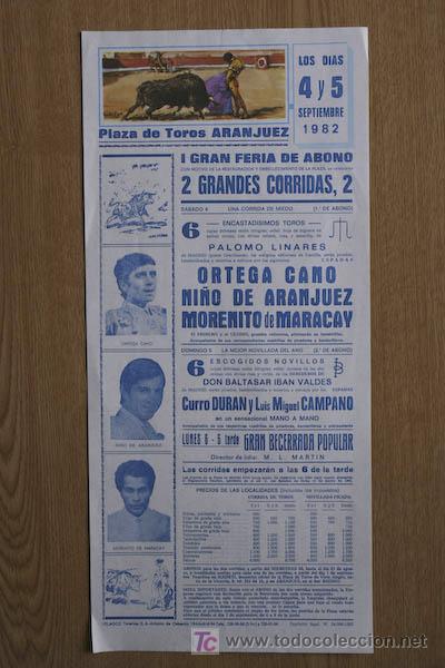 Carteles Toros: Cartel de toros de Aranjuez. 1982