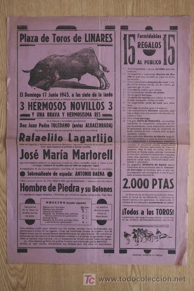 Carteles toros: Cartel de toros de Linares. - Foto 1