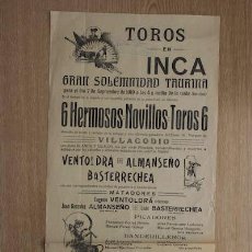 Carteles Toros: CARTEL DE TOROS DE INCA. PALMA.. Lote 23364976