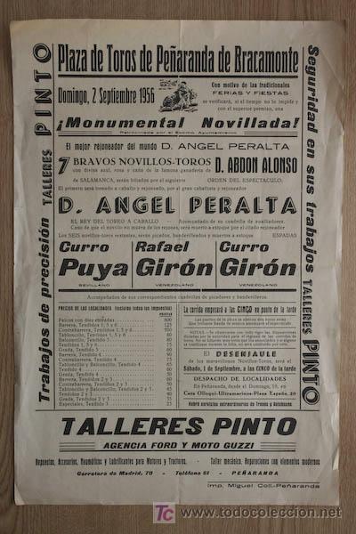 Carteles toros: Cartel de toros de Pe&ntilde;aranda de Bracamonte. - Foto 1