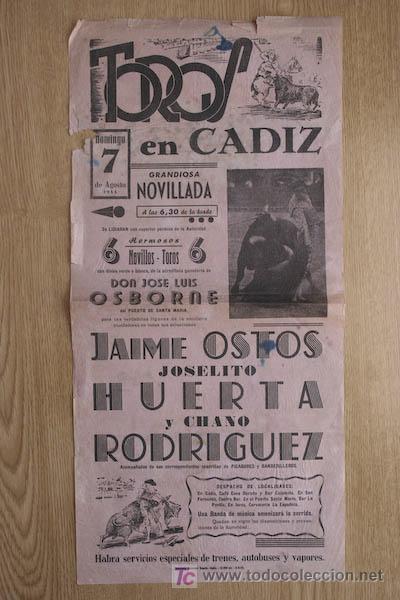 Carteles toros: Cartel de toros de C&aacute;diz. - Foto 1