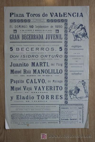 Carteles toros: Cartel de toros de Valencia. - Foto 1