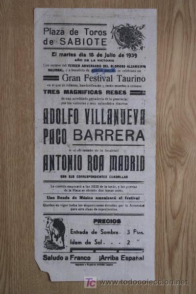 Carteles toros: Cartel de toros de Sabiote. - Foto 1