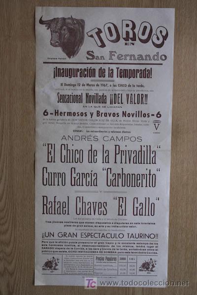 Affissi Tauromachia: Cartel de toros de San Fernando.