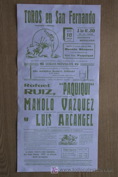 Affissi Tauromachia: Cartel de toros de San Fernando.