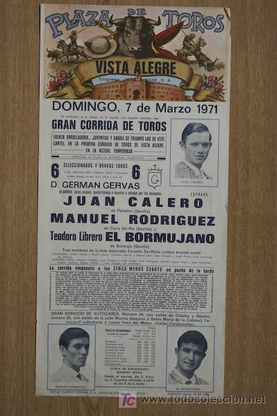 Affissi Tauromachia: Cartel de toros de Vsita Alegre. Madrid.