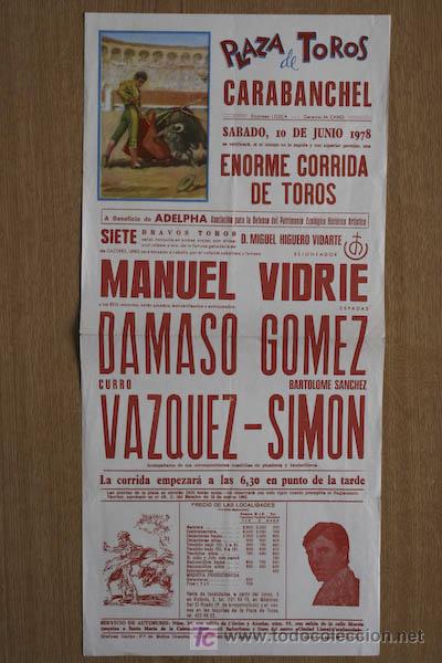 Affissi Tauromachia: Cartel de toros de Carabanchel. Madrid.