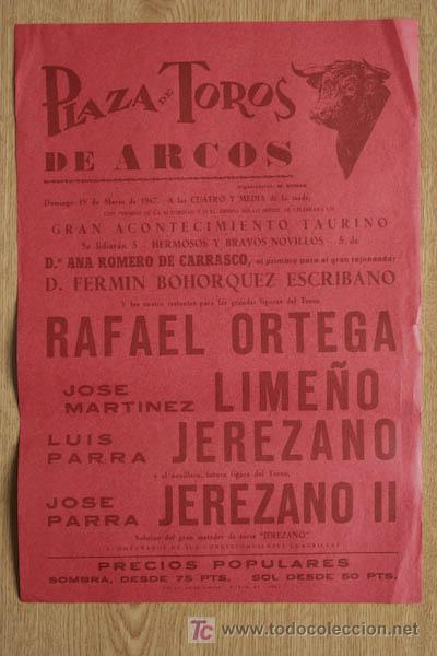 Affissi Tauromachia: Cartel de toros de Arcos.