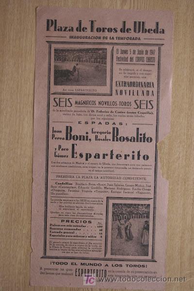 Carteles Toros: Cartel de toros de &Uacute;beda.