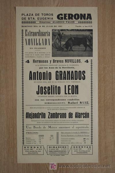 Affissi Tauromachia: Cartel de toros de Gerona.