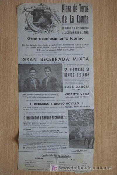 Carteles toros: Cartel de toros de La Coru&ntilde;a. - Foto 1