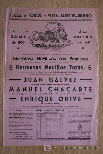 Carteles Toros: Cartel de toros de Vista-Alegre. Bilbao.