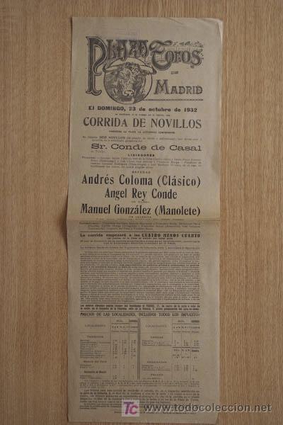 Carteles toros: Cartel de toros de Madrid. - Foto 1