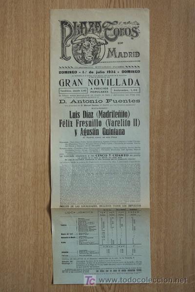Carteles toros: Cartel de toros de Madrid. 1934. - Foto 1