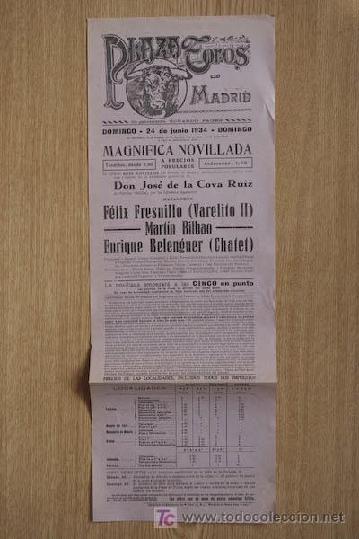 Carteles toros: Cartel de toros de Madrid. 1934. - Foto 1
