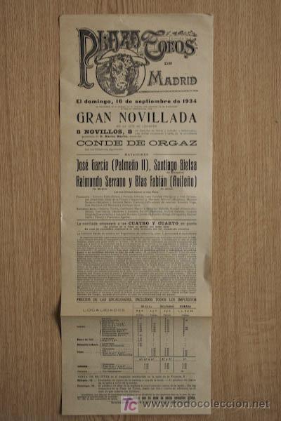 Carteles toros: Cartel de toros de Madrid. 1934. - Foto 1