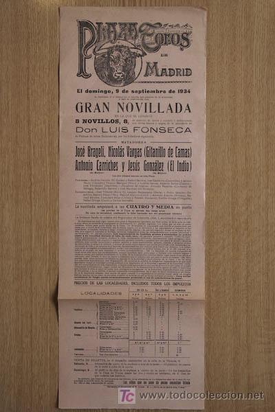 Carteles toros: Cartel de toros de Madrid. 1934. - Foto 1