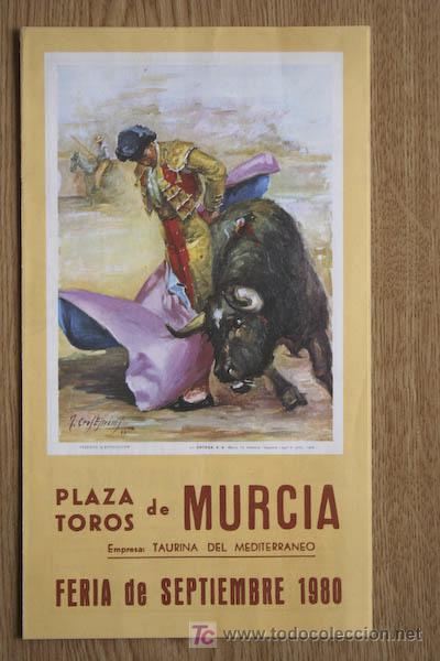 Carteles toros: Programa de toros de mano de Murcia. 1980. - Foto 1