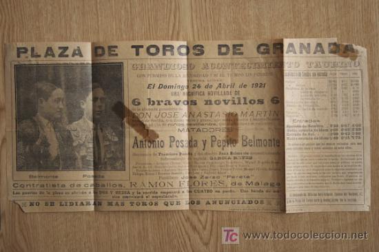 Carteles toros: Programa de toros de mano de Granada. 1916. - Foto 1