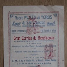 Carteles Toros: CARTEL DE TOROS DE SAN SEBASTIÁN. 1925.