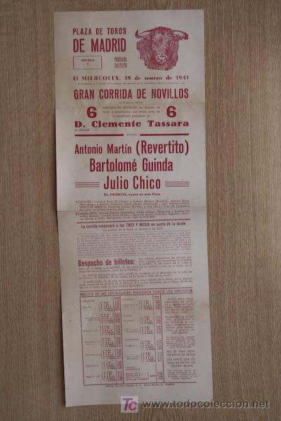 Affissi Tauromachia: Cartel de toros de Madrid. 1941.